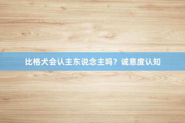 比格犬会认主东说念主吗？诚意度认知