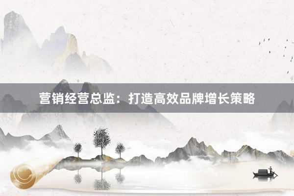 营销经营总监：打造高效品牌增长策略